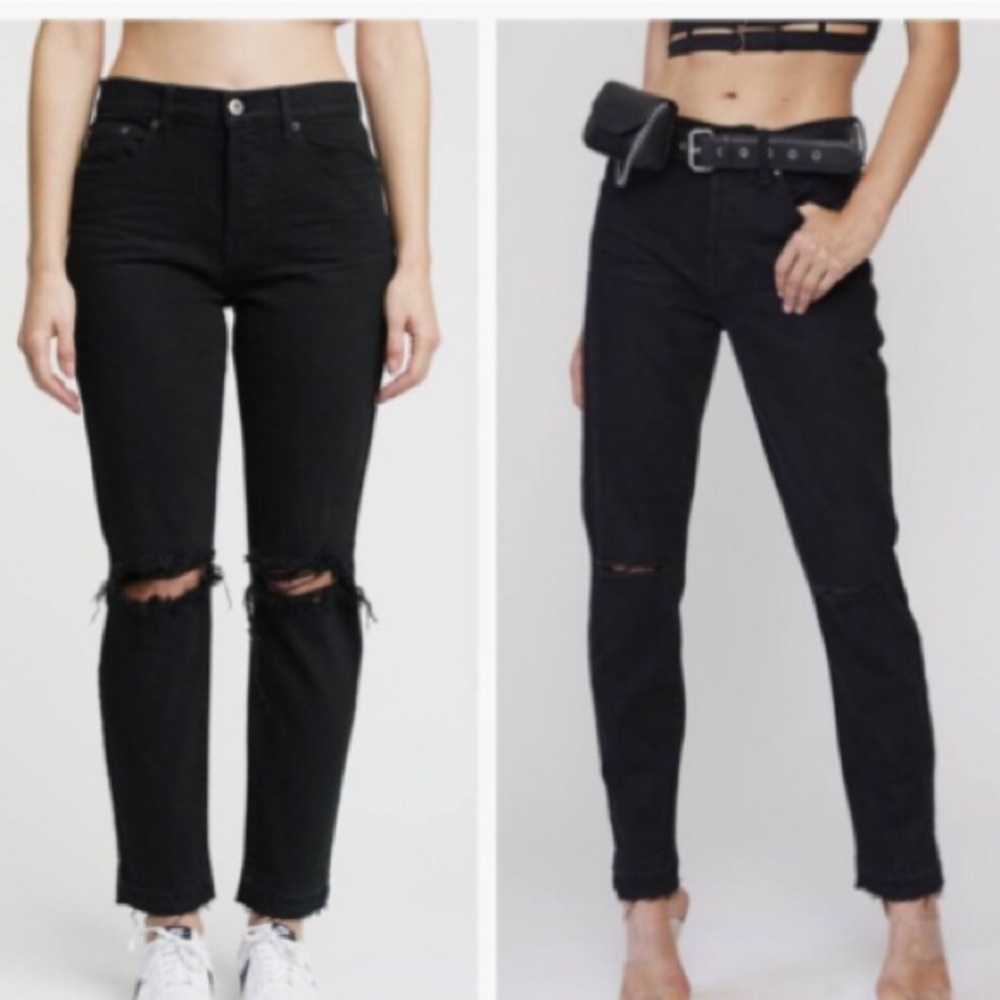 PISTOLA BLACK HI RISE RIPPED RAW HEM SKINNY JEANS SIZE 26 EUC